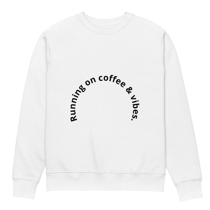 Unisex eco sweatshirt. Capture the feeling associated with coffee – energy, relaxation, focus, warmth.