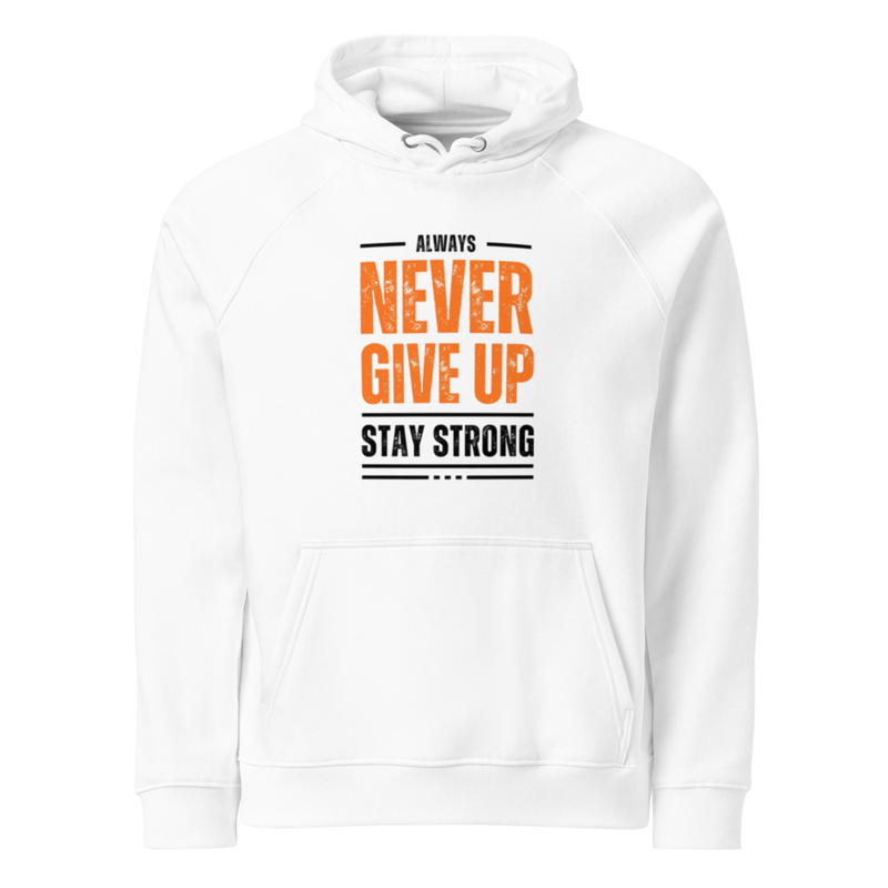 Unisex NEVER GIVE UP eco raglan hoodie