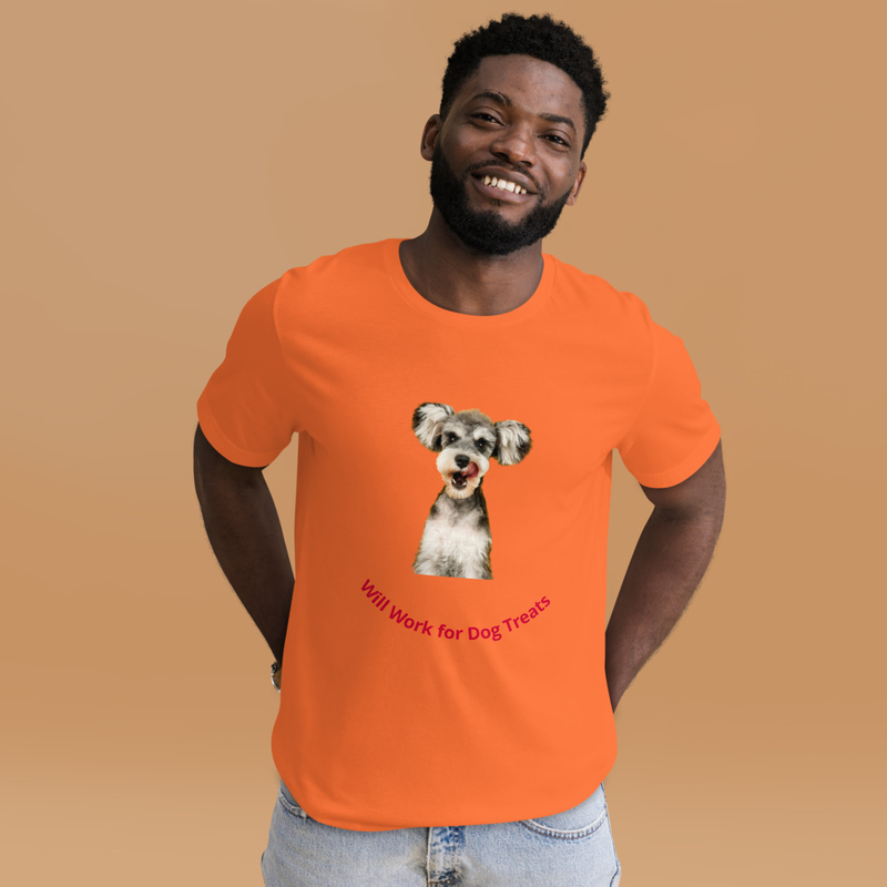 Will Work for Dog Treats” Unisex Staple T-Shirt