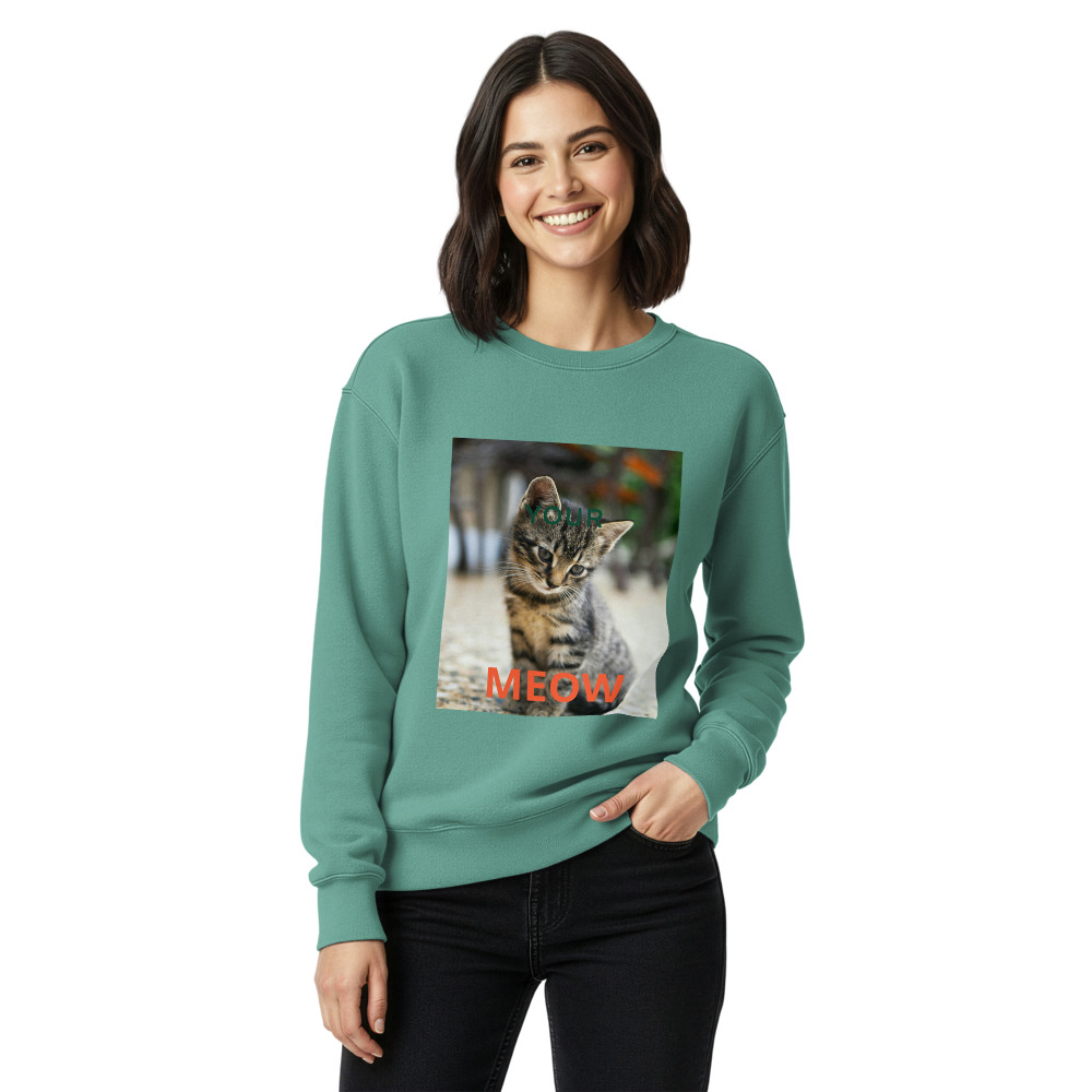MEOW: The Purrfectly Cozy Garment-Dyed Sweatshirt. Effortless style meets purr-fect comfort in the MEOW sweatshirt.