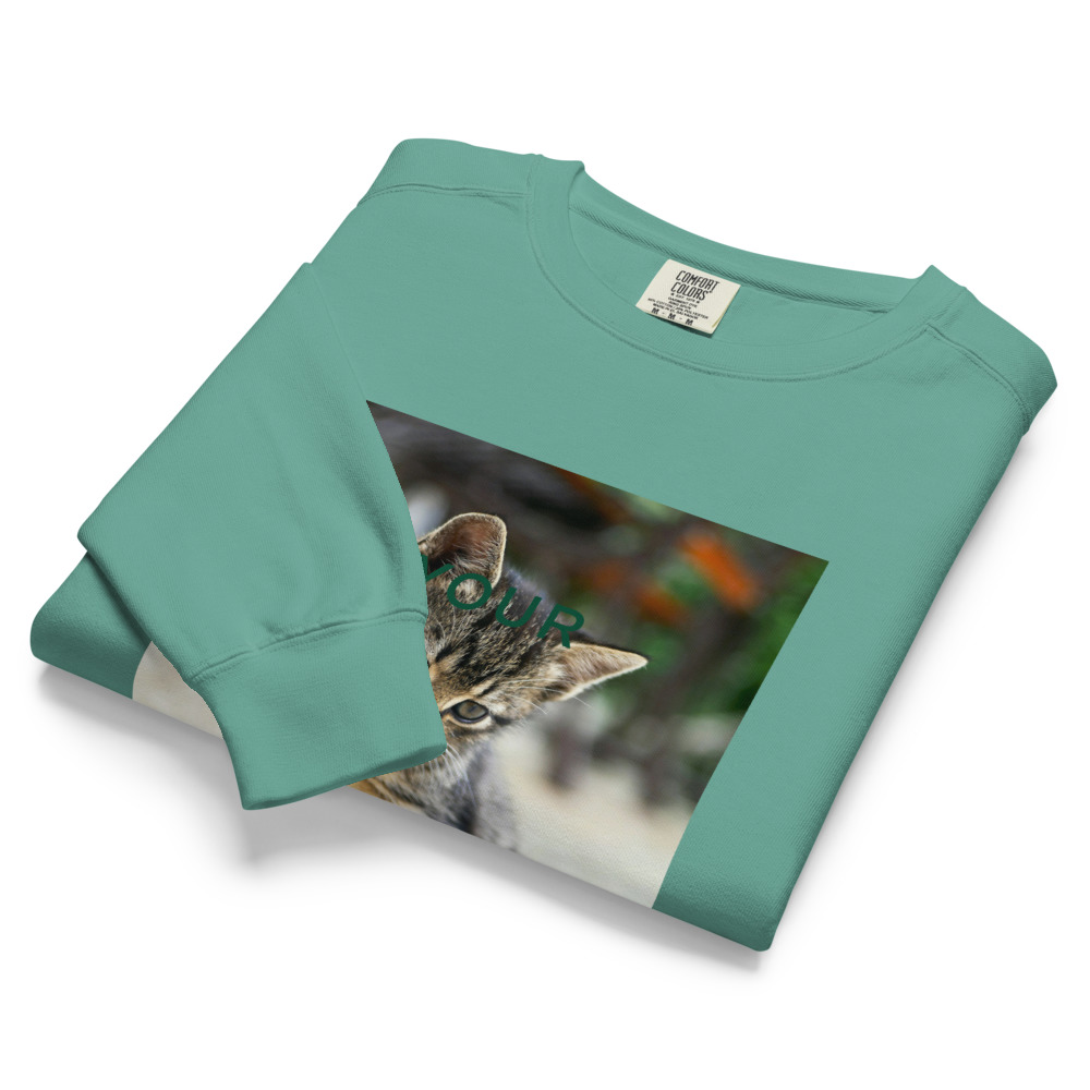 MEOW: The Purrfectly Cozy Garment-Dyed Sweatshirt. Effortless style meets purr-fect comfort in the MEOW sweatshirt.