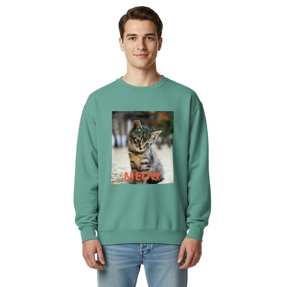 MEOW: The Purrfectly Cozy Garment-Dyed Sweatshirt. Effortless style meets purr-fect comfort in the MEOW sweatshirt.