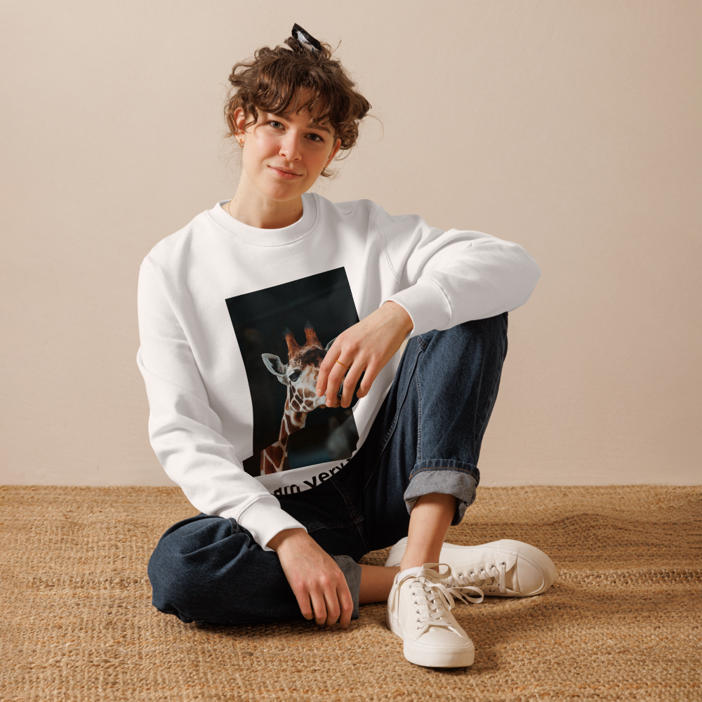The Cozy Giraffe Hug: Your New Favorite Sweatshirt. This sweatshirt features a charming giraffe design that's sure to bring a smile to your face. 