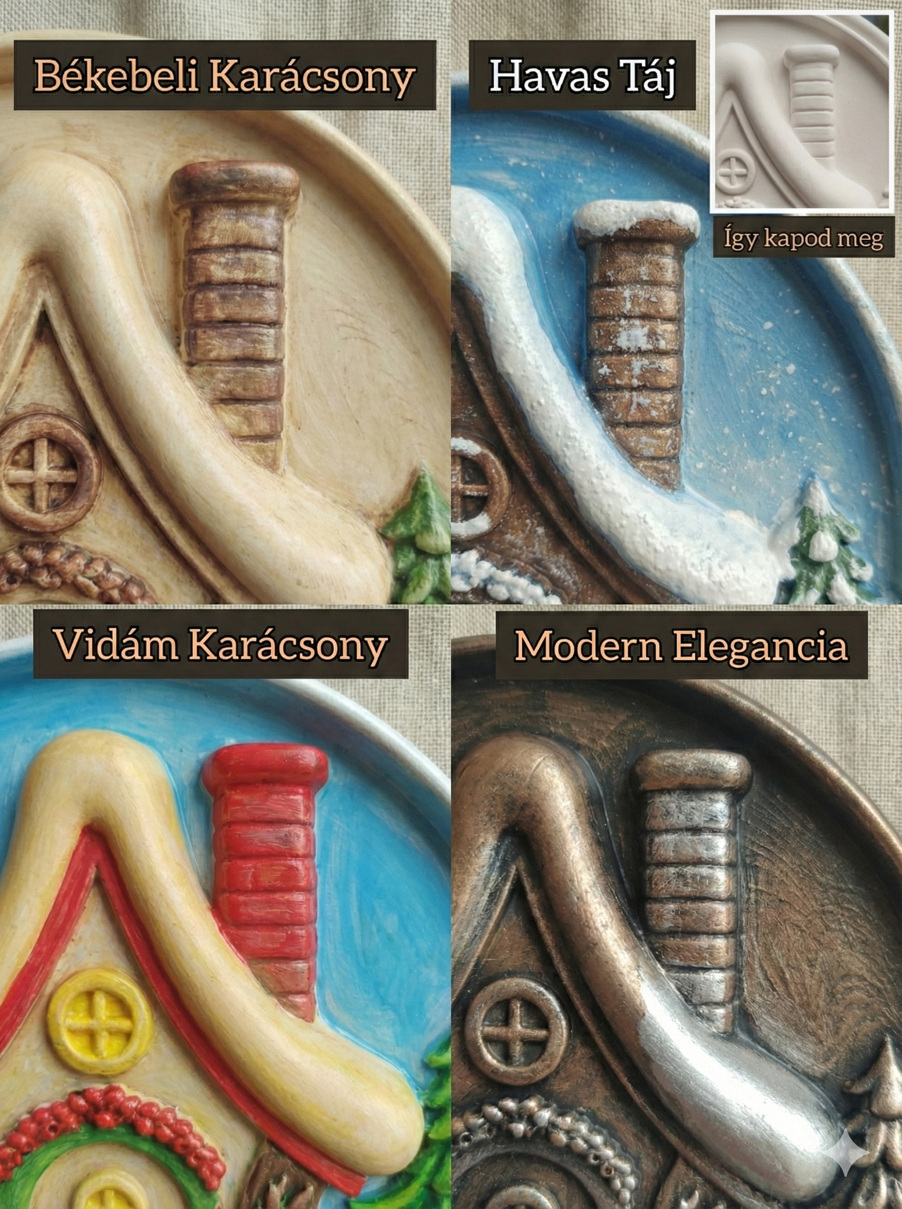 „Téli Menedék” – Prémium Kifesthető Plakett, 15cm