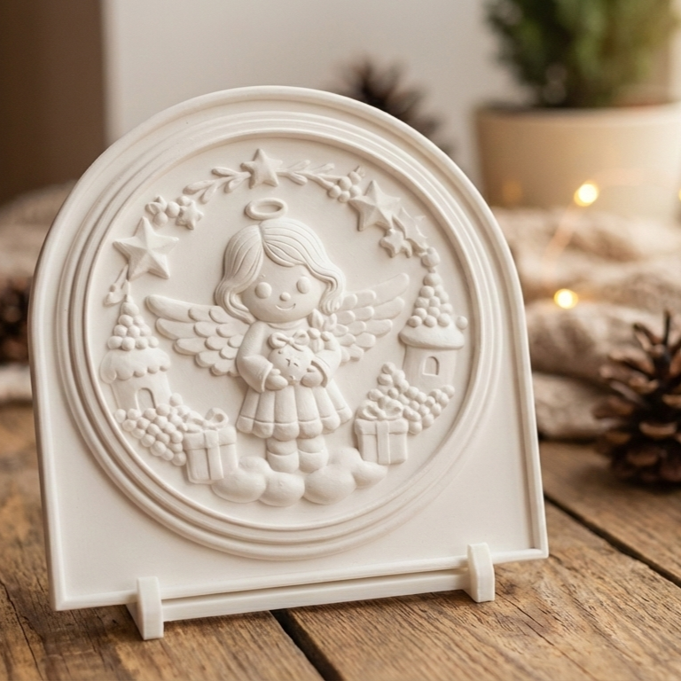 „Karácsonyi Őrangyal” – Prémium Kifesthető Plakett, 15cm