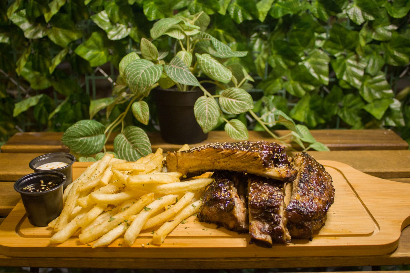 Grilled BBQ Ribs with Fries