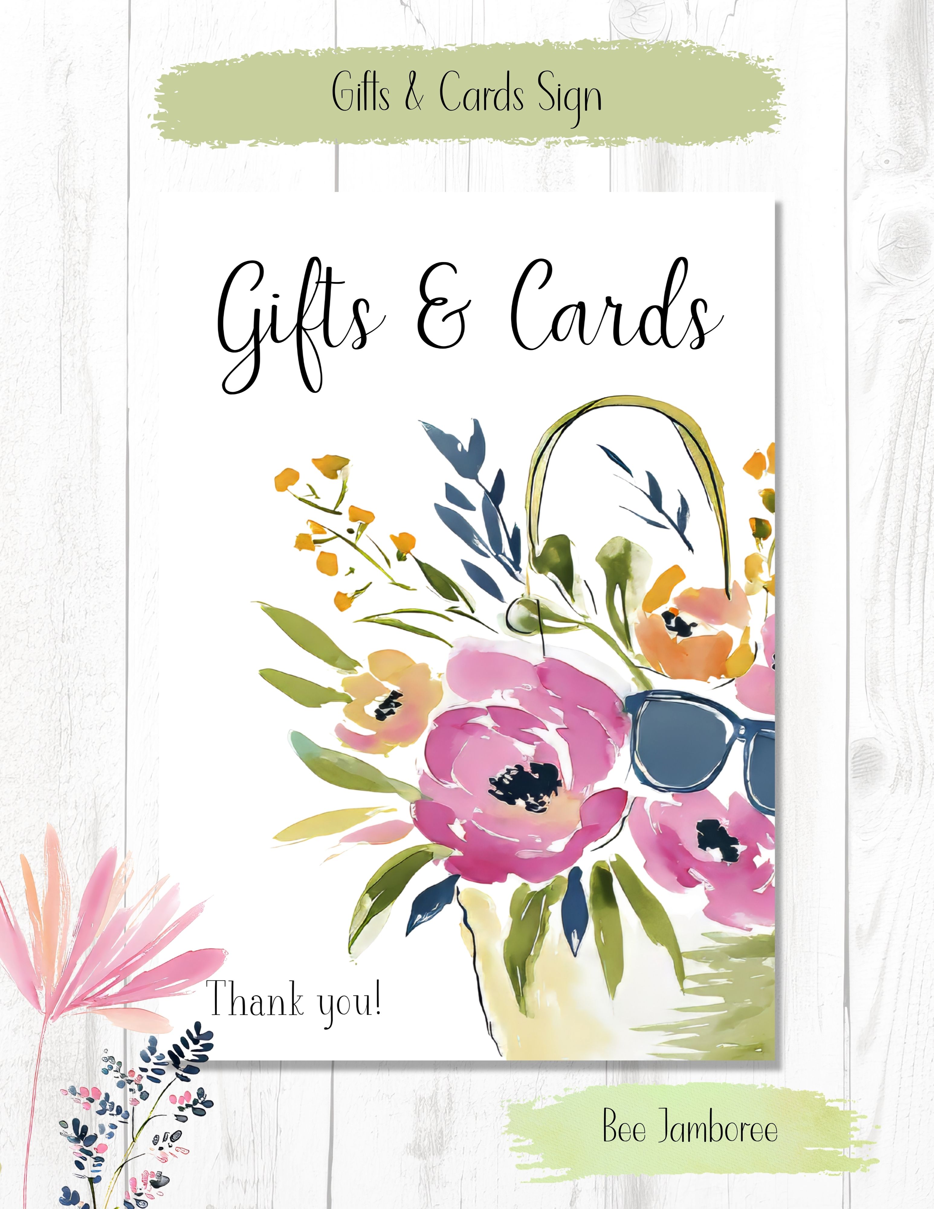 Summer Floral Gift Table Sign