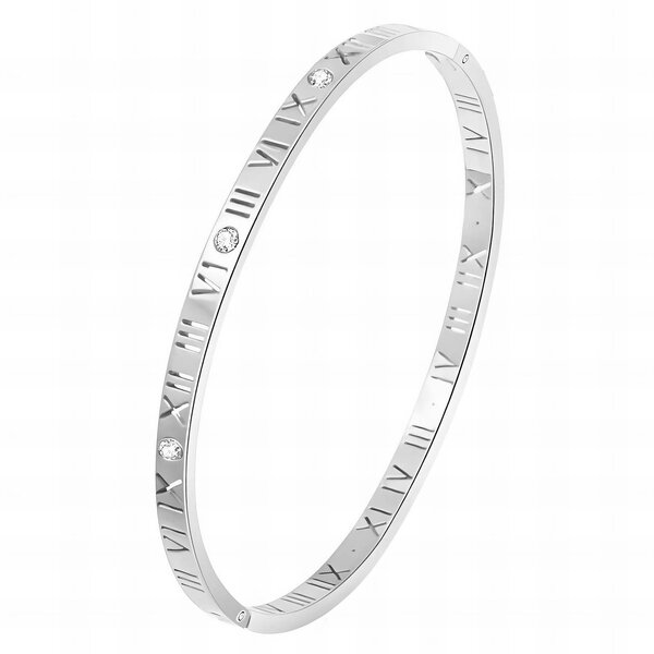 Roman Numeral Silver Bangle