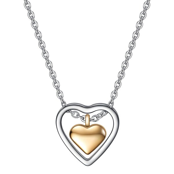 Gold & Silver Heart Pendant Necklace