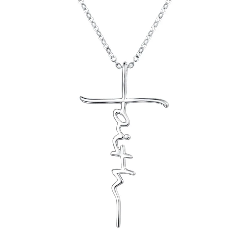Faith Script Cross Necklace