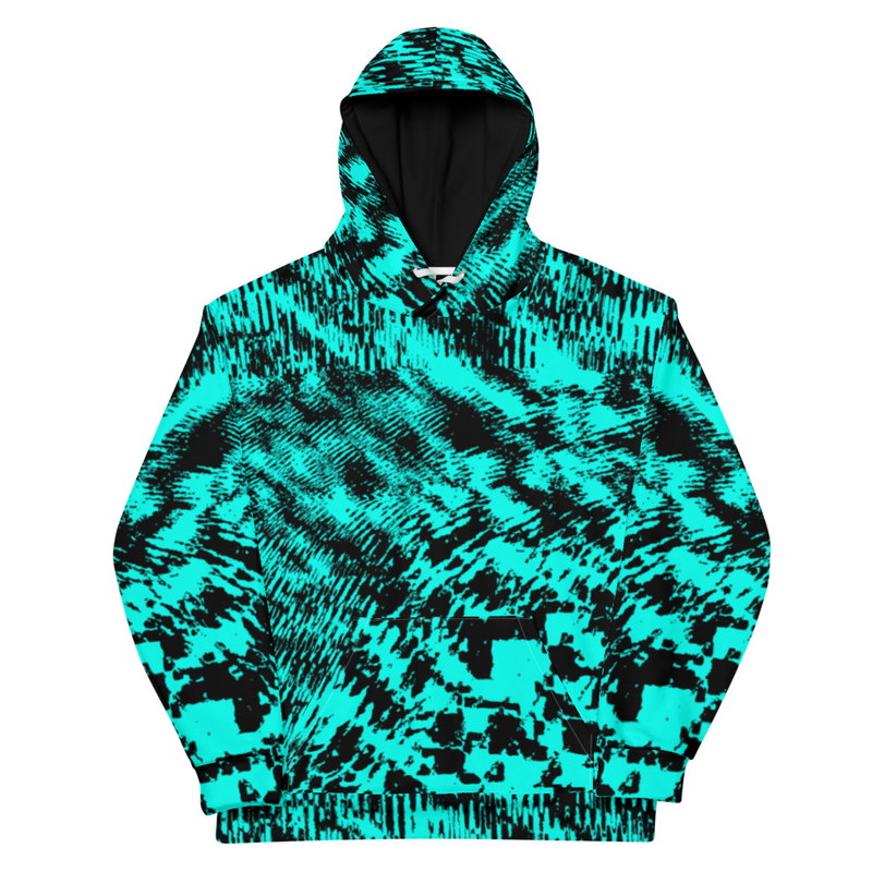 Neon Teal Anti-Recognition Pattern Hoodie
