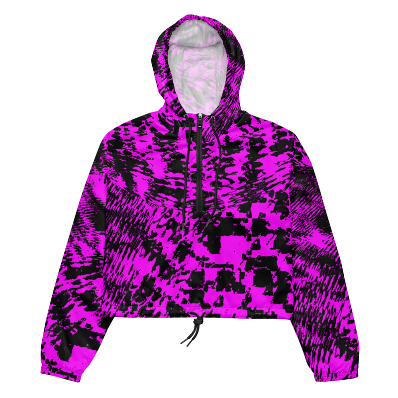 Neon Violet Anti-Recognition Pattern Cropped Windbreaker