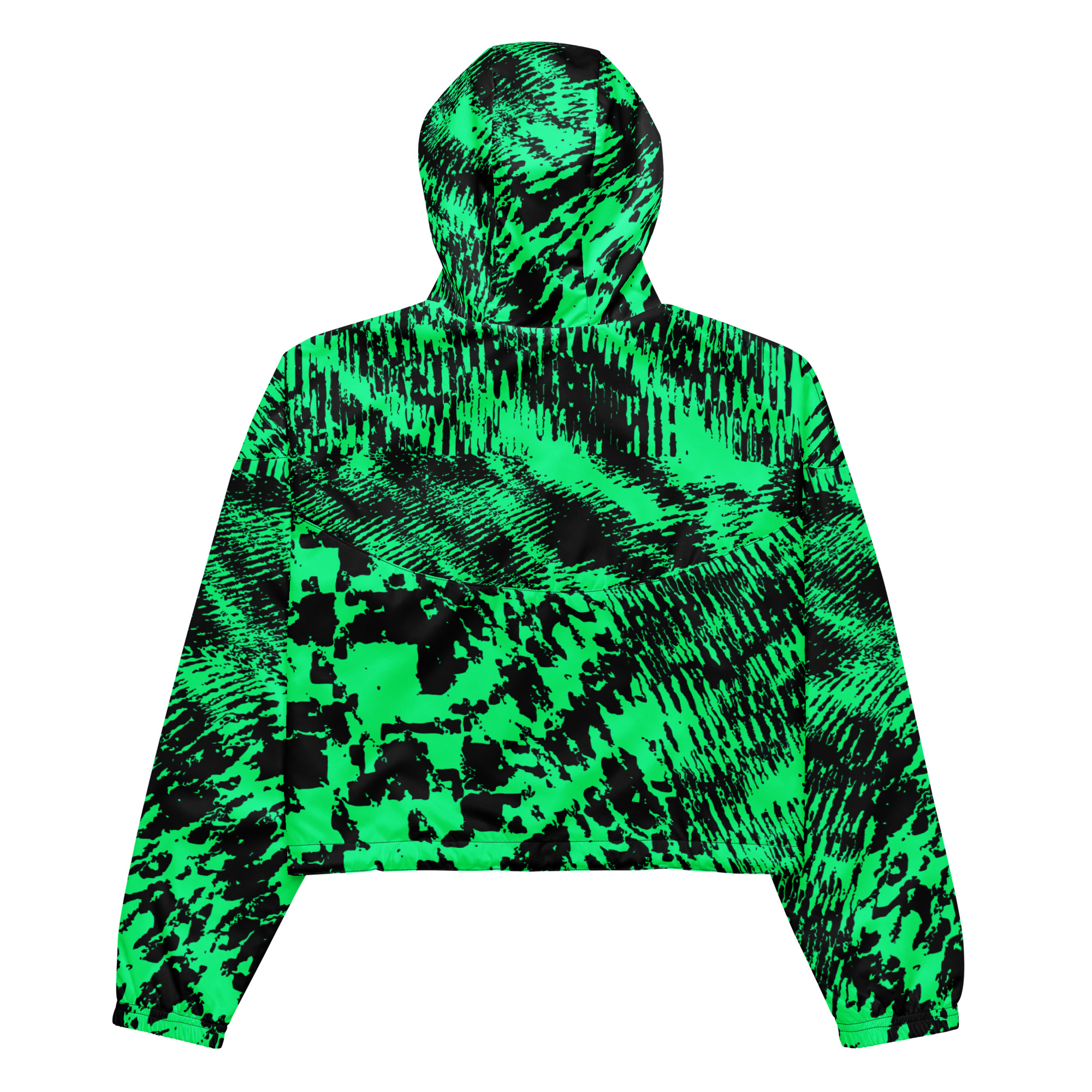 Neon Green Anti-Recognition Pattern Cropped Windbreaker
