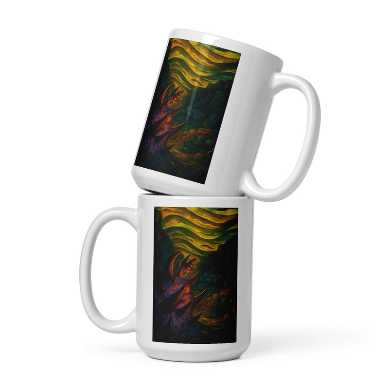 Taza blanca brillante: Criatura de la Soledad