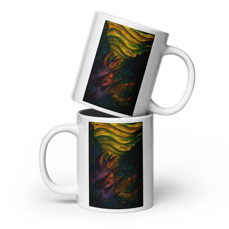 Taza blanca brillante: Criatura de la Soledad