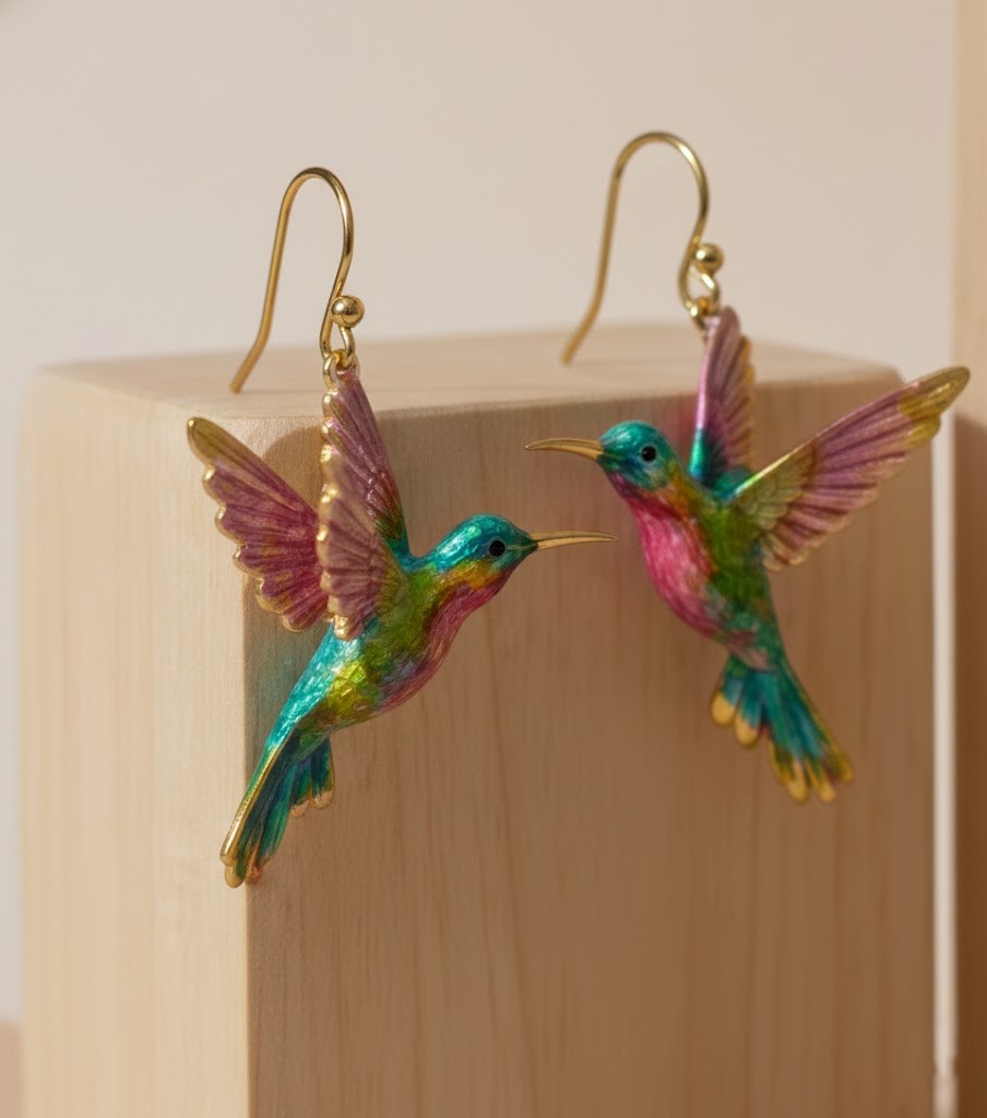 Aretes de colibrí multicolor