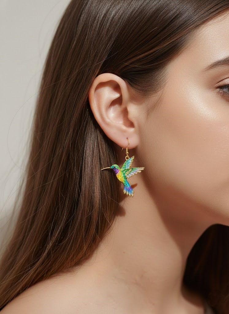 Aretes de colibrí multicolor