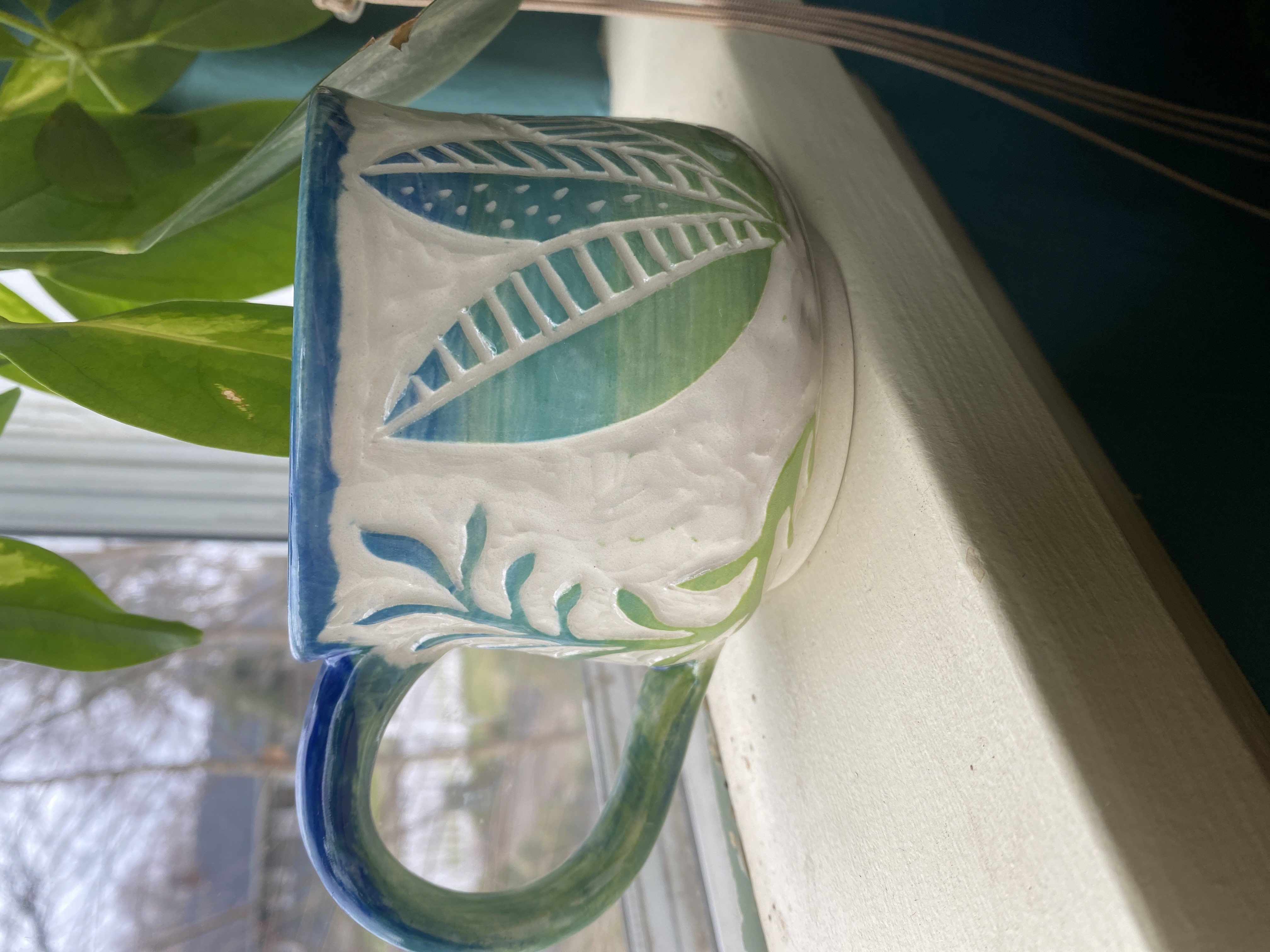 Handmade Ombré Botanical Mug 12 oz