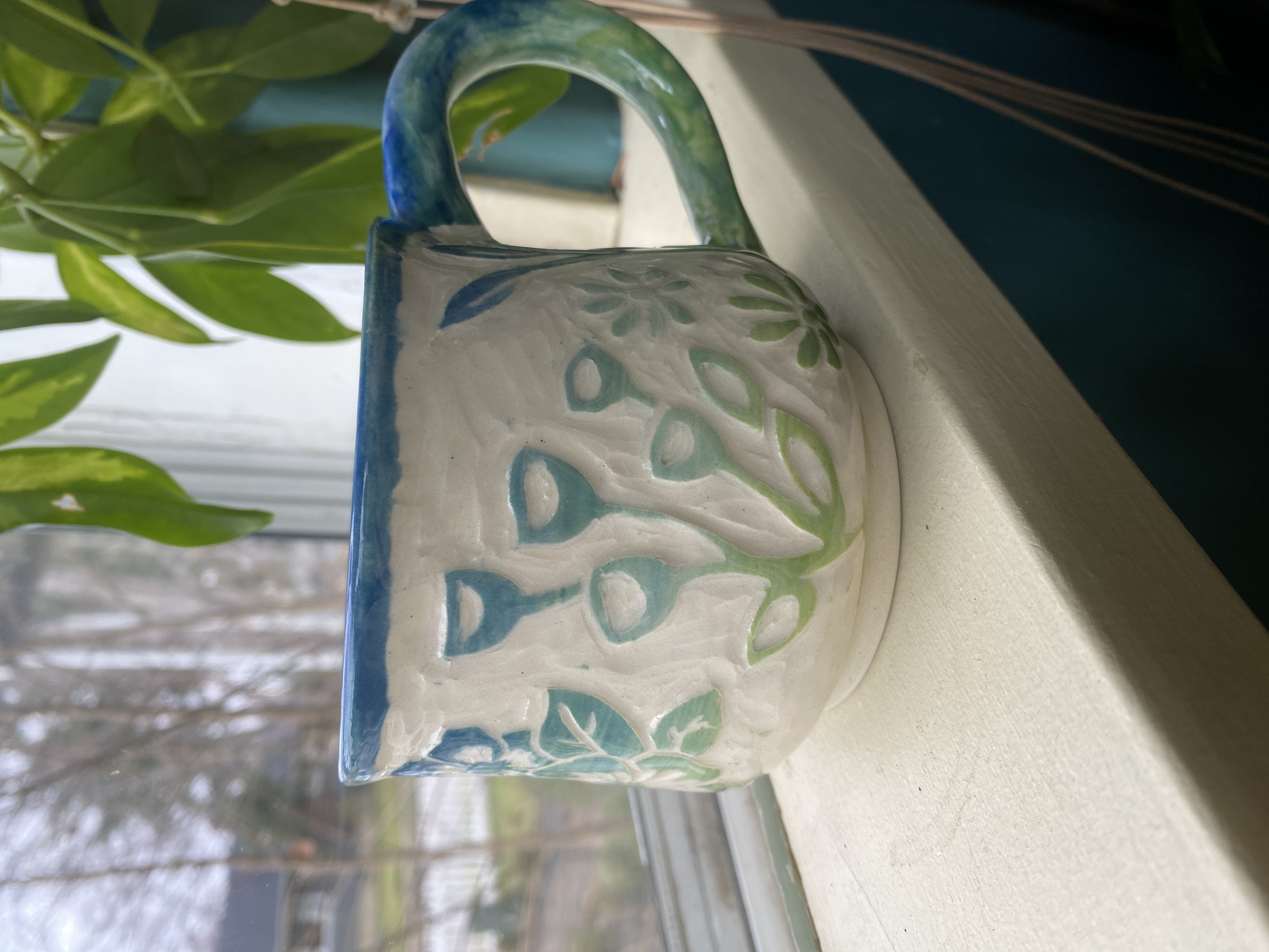 Handmade Ombré Botanical Mug 12 oz