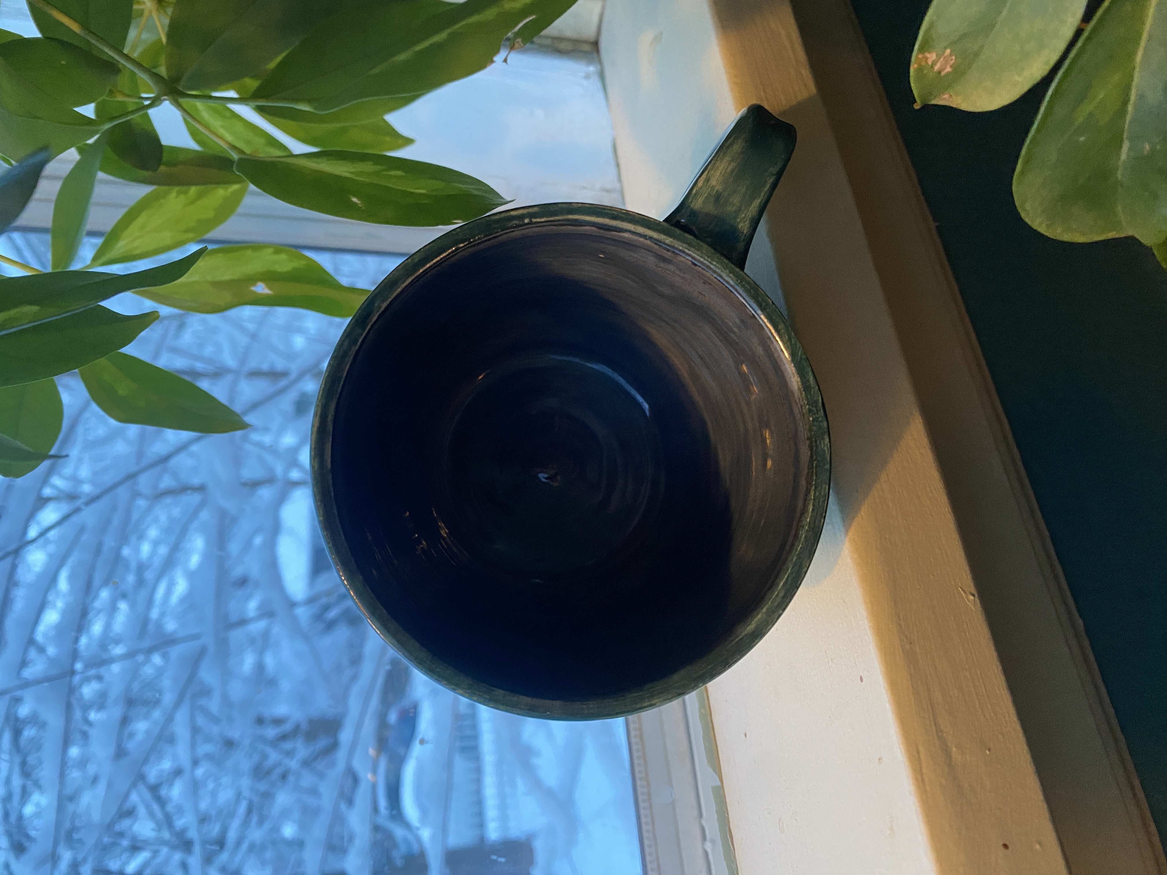Handmade Teal Botanical Mug, 16 oz