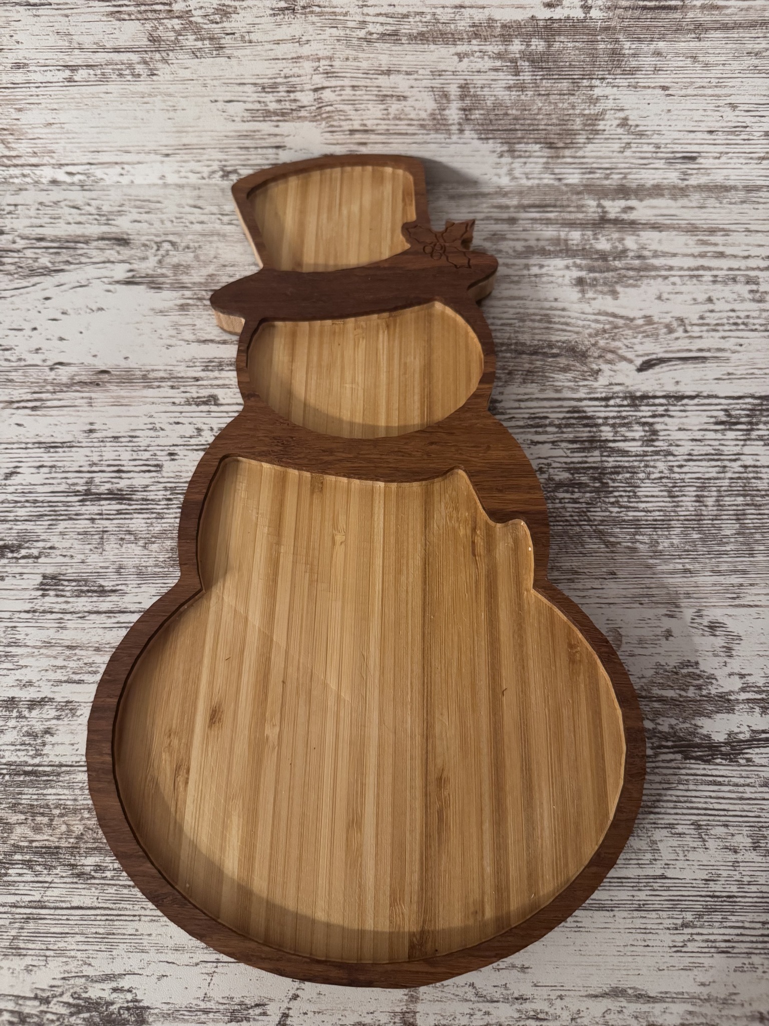 Snowman Bamboo Charcuterie Board