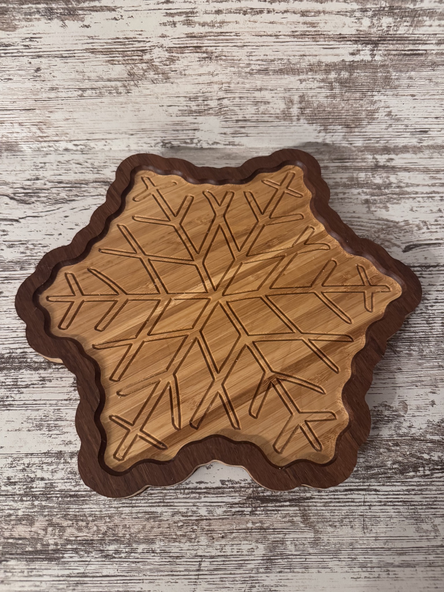 Snowflake Bamboo Charcuterie Board