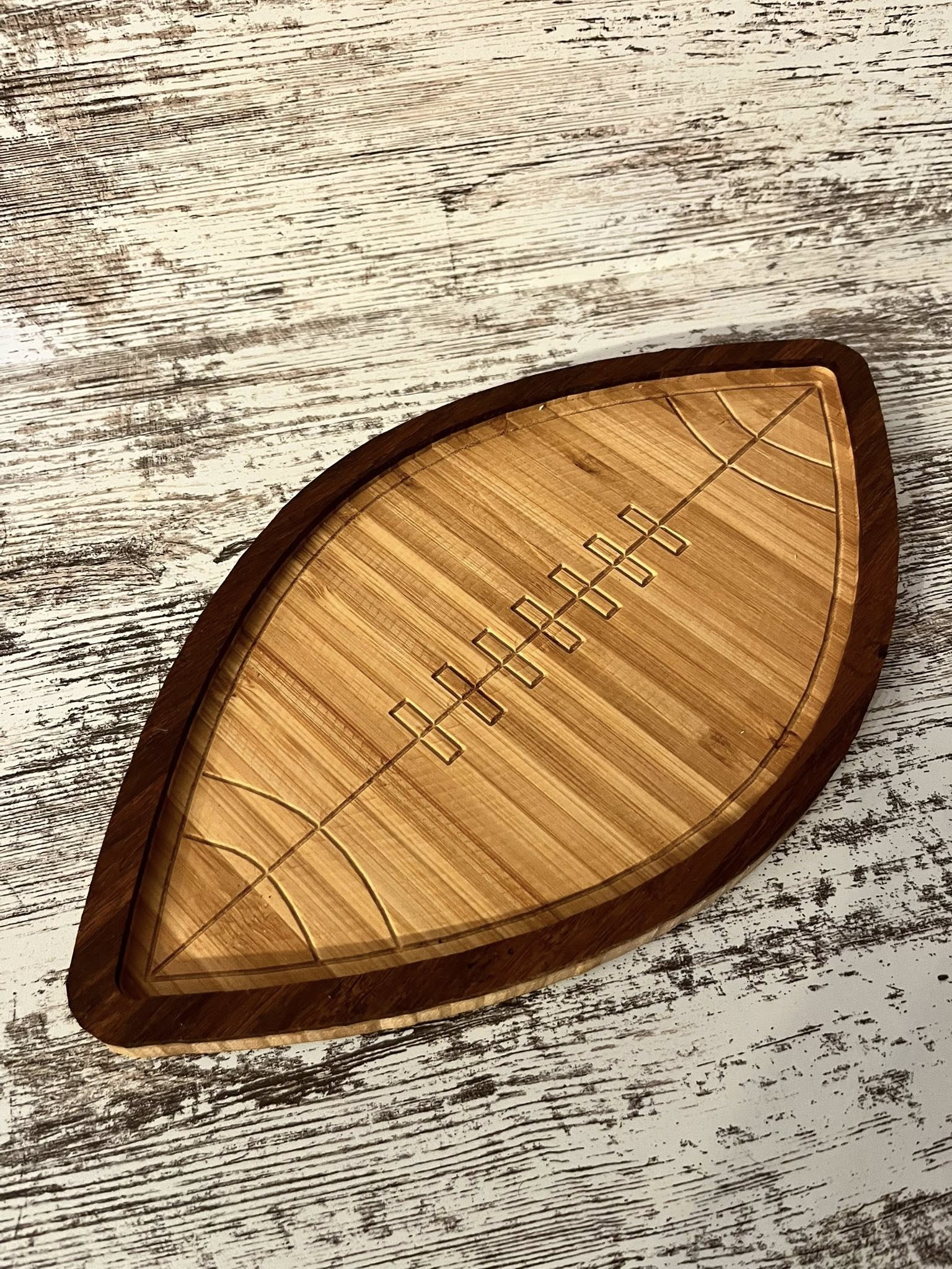Football Bamboo Charcuterie Board