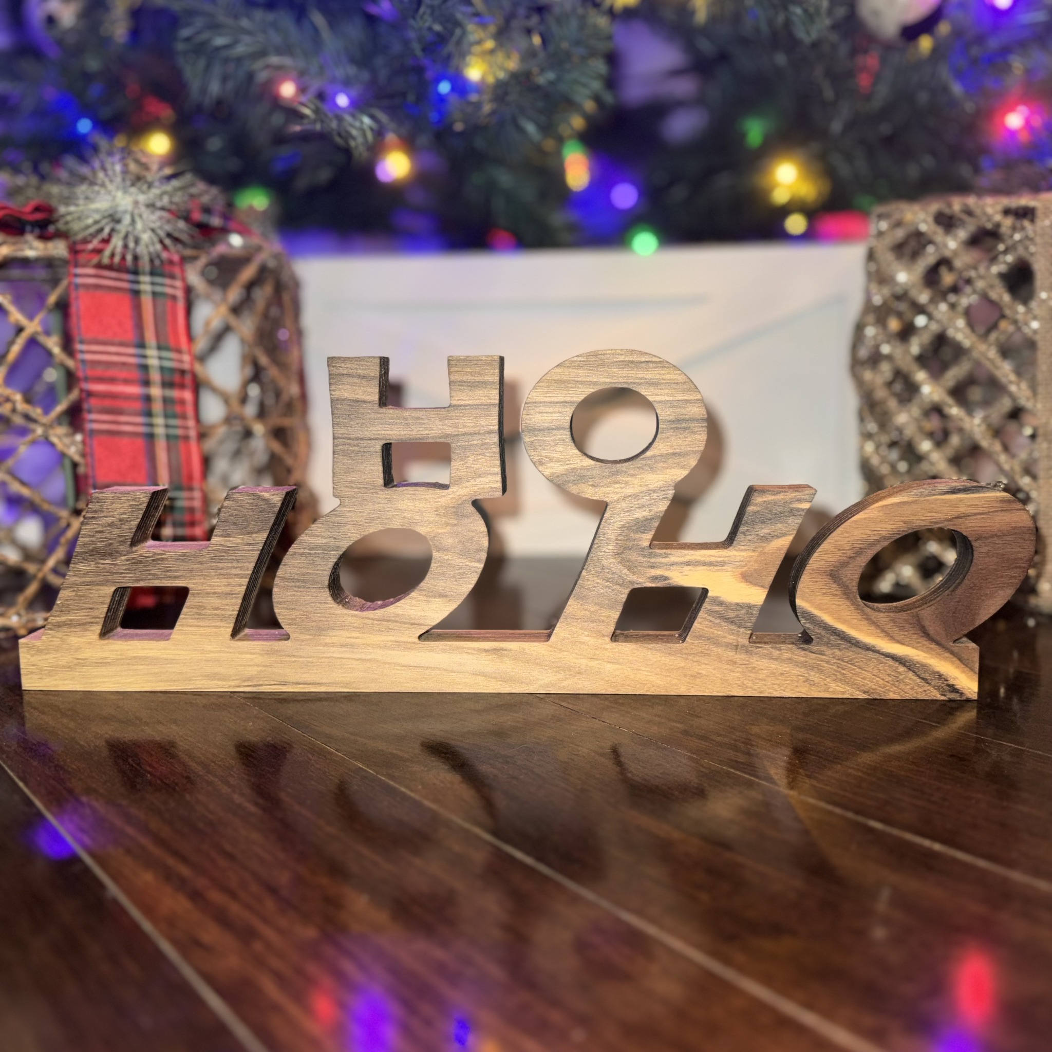 Walnut 'Ho Ho Ho' Christmas Sign
