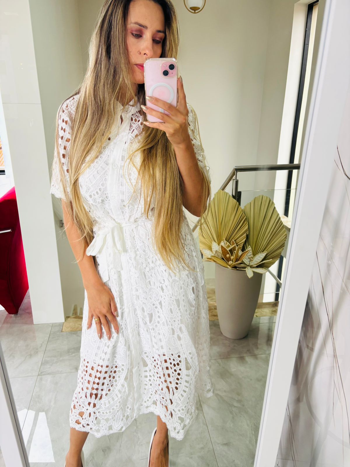 Vestido rendado branco