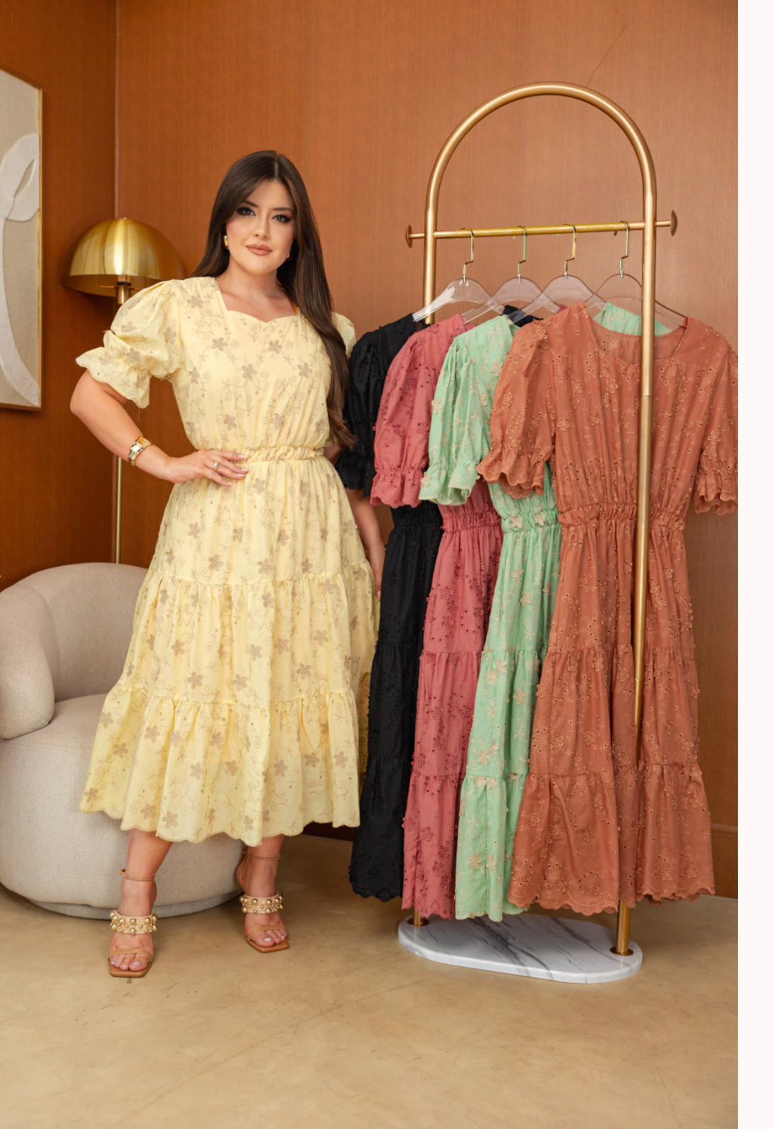 Vestido Eduarda amarelo floral tamanho único