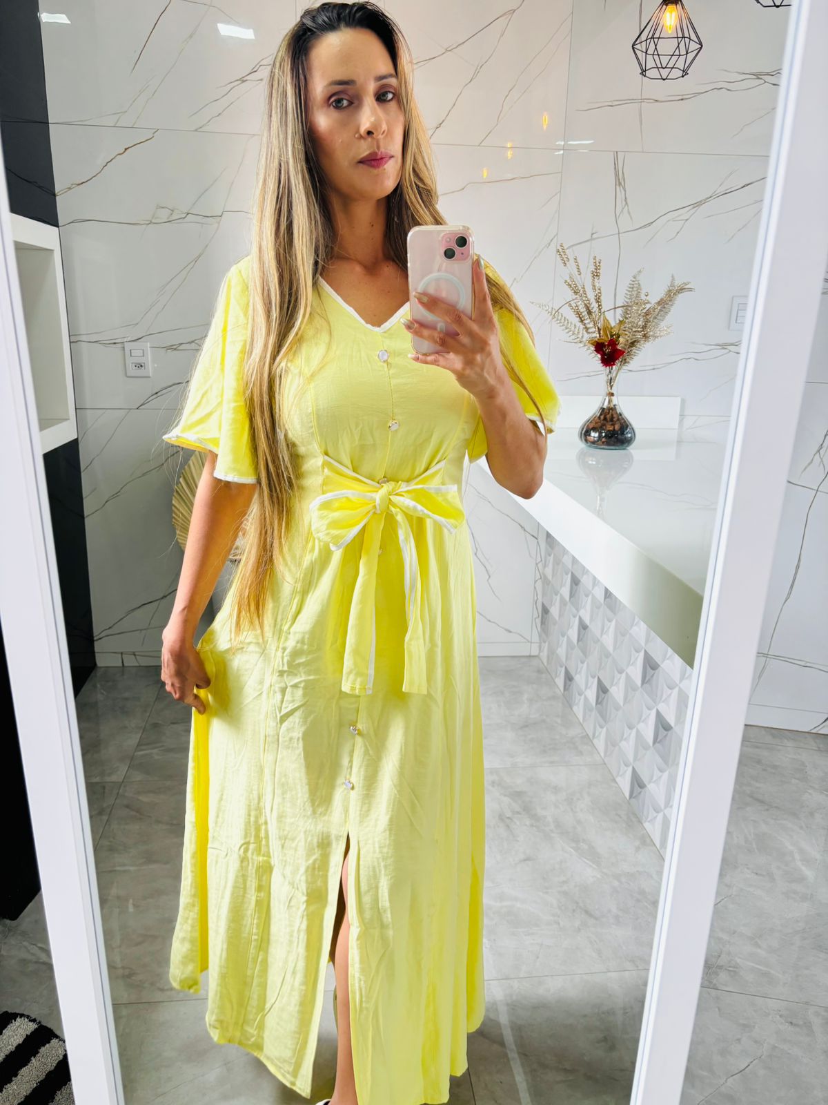 Vestido Amarelo Elegante 38/42