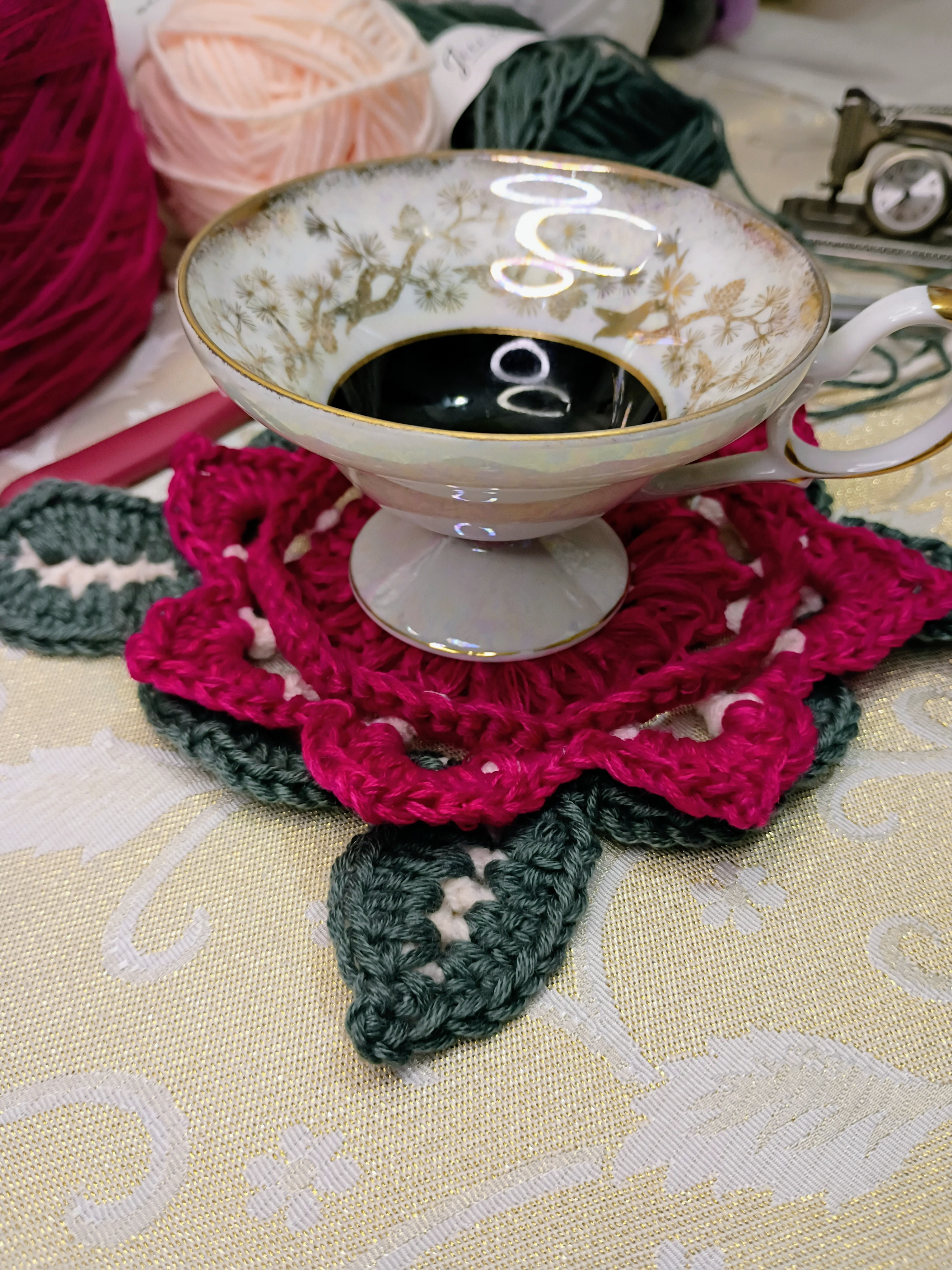 Ripe Flower Tea Cup Coaster Crochet Pattern for Download 