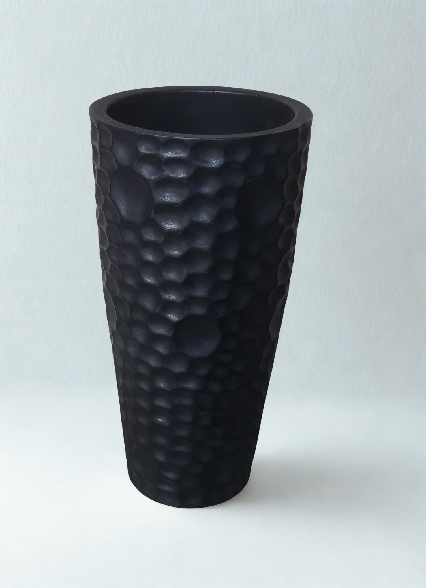 Textured Black Ceramic Pot