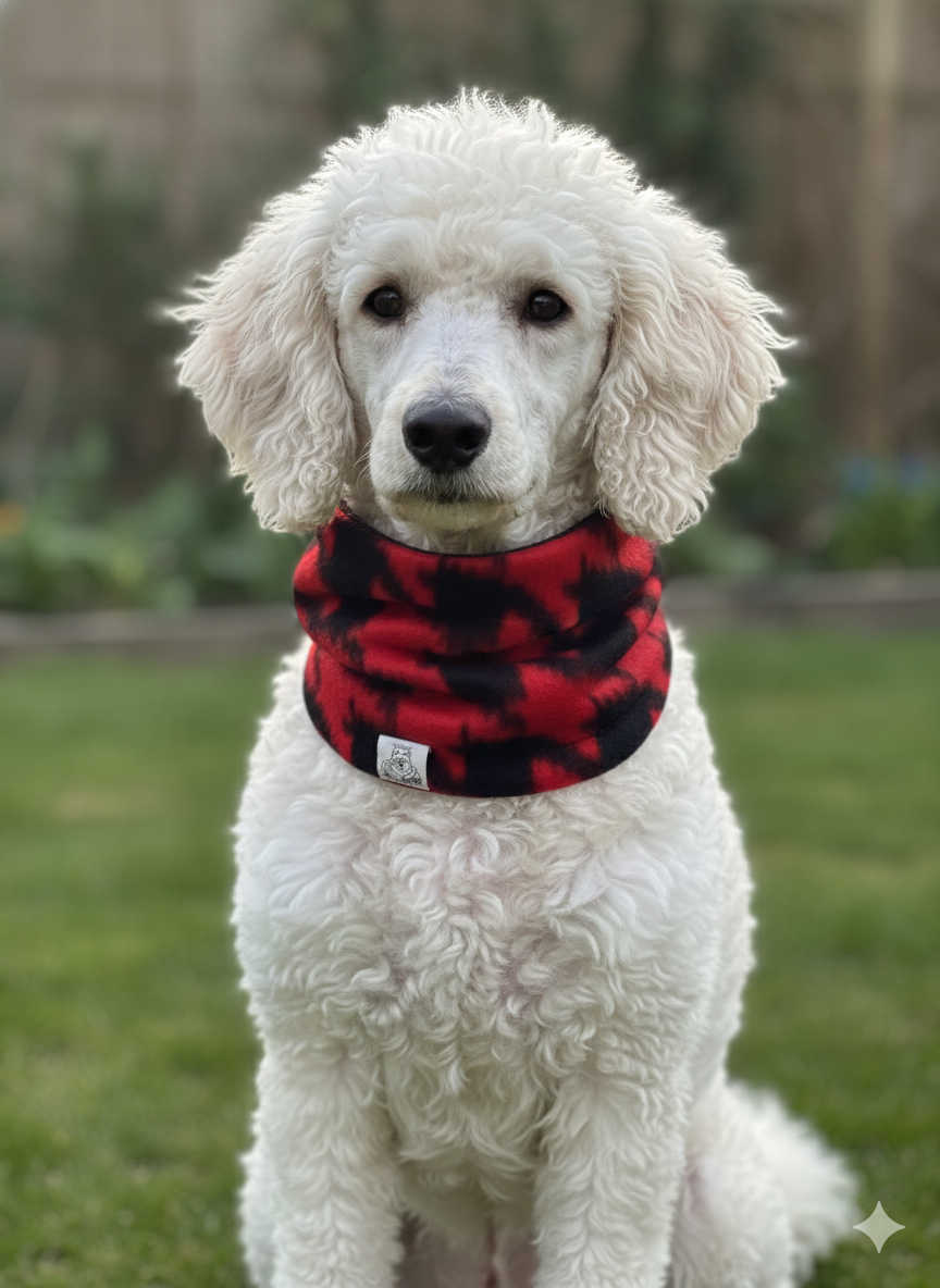 "Perfect Match" Red and black houndstooth infinity matching scarfs for Dog and Owner