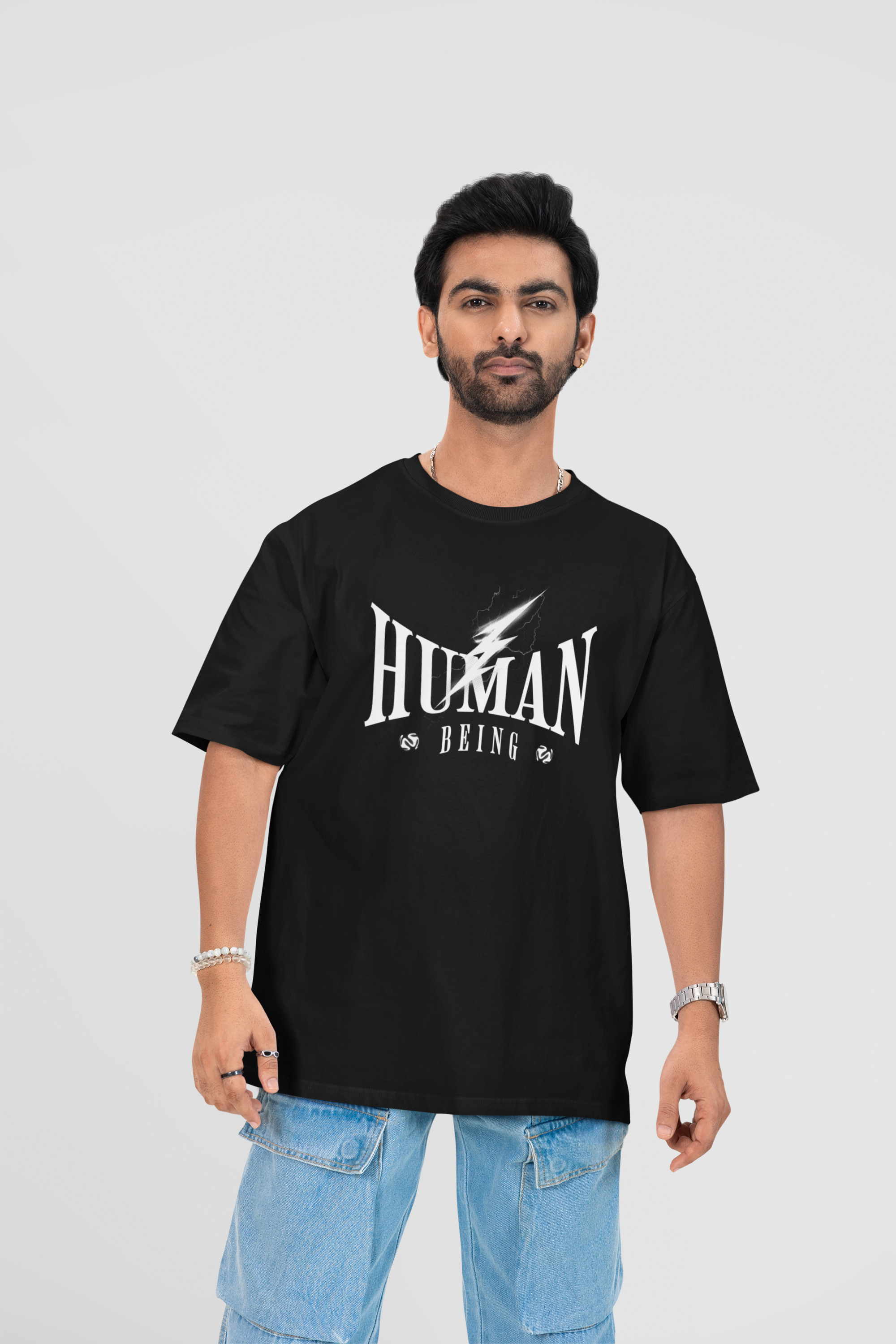 Black 'Human Being' Graphic T-Shirt
