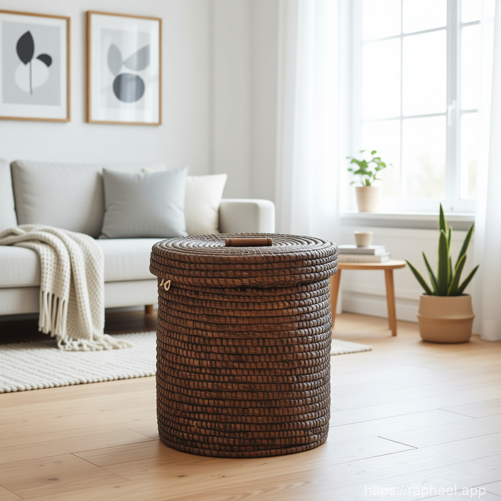 Woven Rattan Laundry Basket