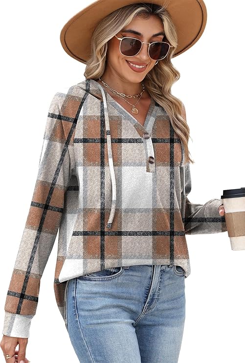 OFEEFAN Womens Hoodies Pullover Sweaters Tunic Tops for Women Loose Fit Dressy Oversized Sweatshirt with Buttons