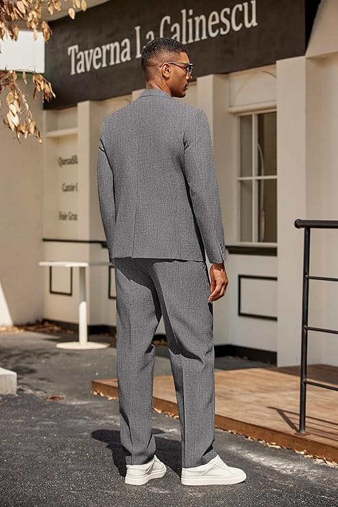 COOFANDY Men's 2 Piece Suits Classic Fit 2 Button Casual Suits Sets Blazer Jacket and Dress Pants for Wedding Business Prom