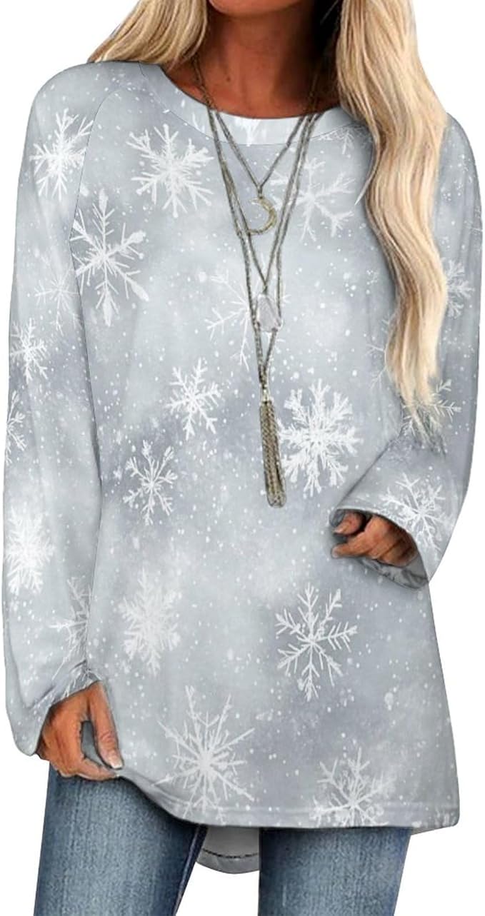 ZOCAVIA Ugly Christmas Shirts for Women Fashion Long Sleeve Crewneck Sweatshirts Casual Retro Graphic Pullover Tops Oversized