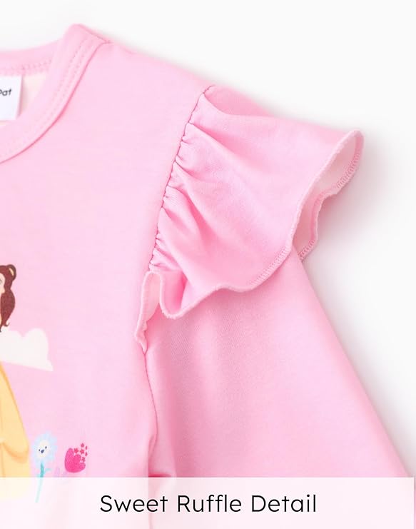 Disney Princess Toddler Girl Outfit Long Sleeve Shirt and Leggings 2PCS Girls Clothing Sets Fall Pullover Dailywear