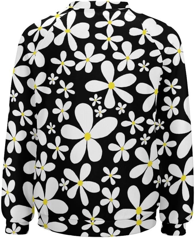 ZOCAVIA Womens Boho Floral Sweatshirts Novelty Graphic Crewneck Long Sleeve Shirts Oversized Fall Casual Flower Pullover Tops