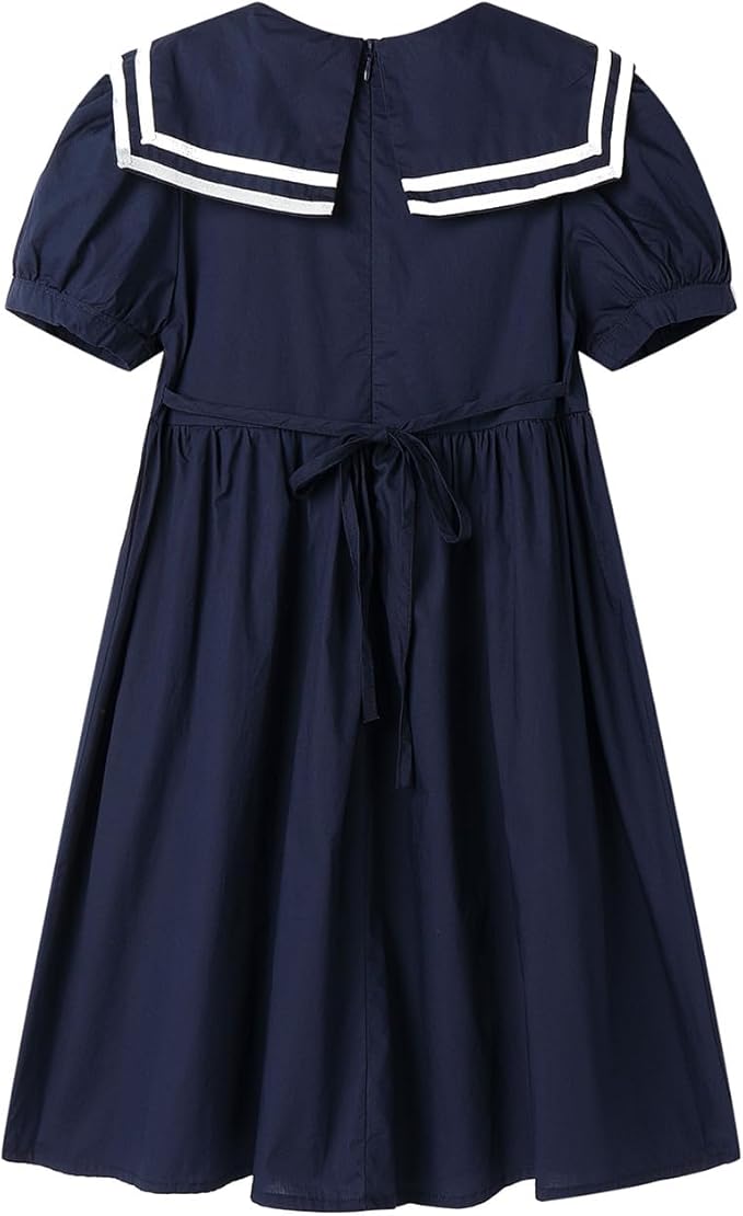 Mud Kingdom Girls Nautical Dress Sailor Collar Short Sleeve Summer School Uniform Size 4-14