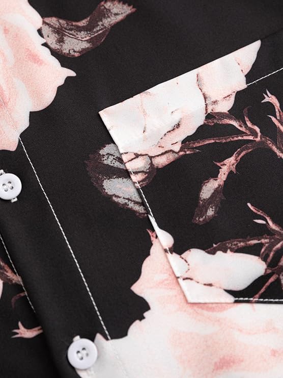 GORGLITTER Men's 2 Piece Vacation Beach Outfits Floral Button Down Shirt and Shorts Cruise Attire Sets