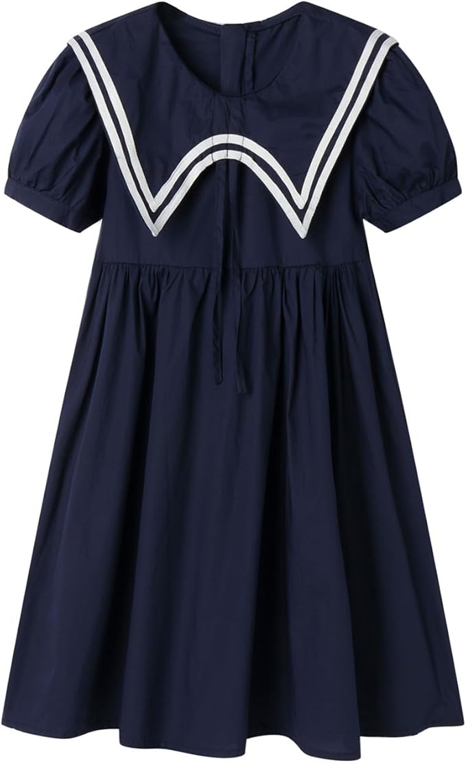 Mud Kingdom Girls Nautical Dress Sailor Collar Short Sleeve Summer School Uniform Size 4-14