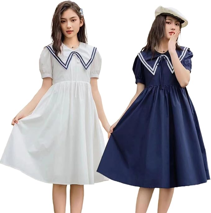Mud Kingdom Girls Nautical Dress Sailor Collar Short Sleeve Summer School Uniform Size 4-14