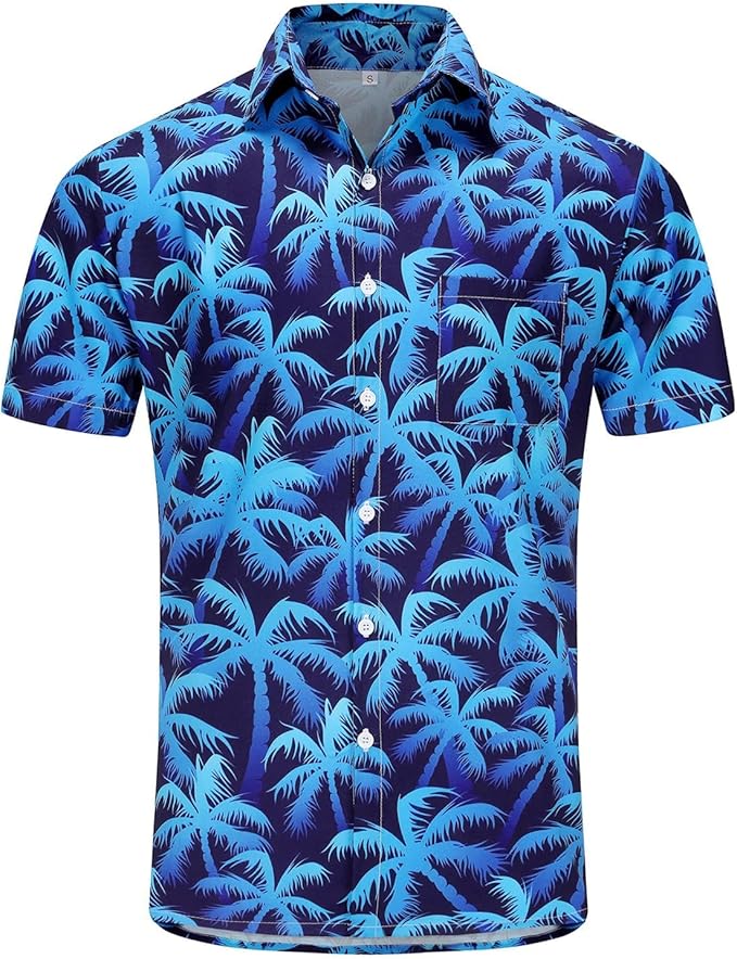 KYKU Funky Hawaiian Shirt for Men Palm Beach Shirts Tropical Vacation Clothes