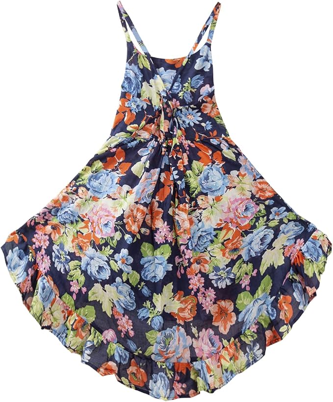 Mud Kingdom Floral Girls Party High Low Boho Dress Midi Length Sleeveless Vintage Beach Holiday