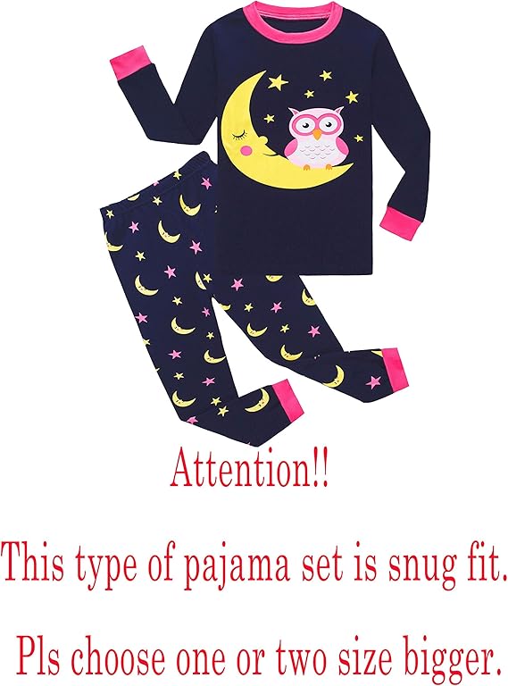 KikizYe Girls Pajamas Set Kids Long Sleeve PJs Cotton Jammies