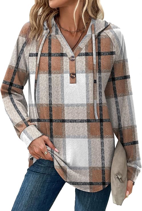 OFEEFAN Womens Hoodies Pullover Sweaters Tunic Tops for Women Loose Fit Dressy Oversized Sweatshirt with Buttons