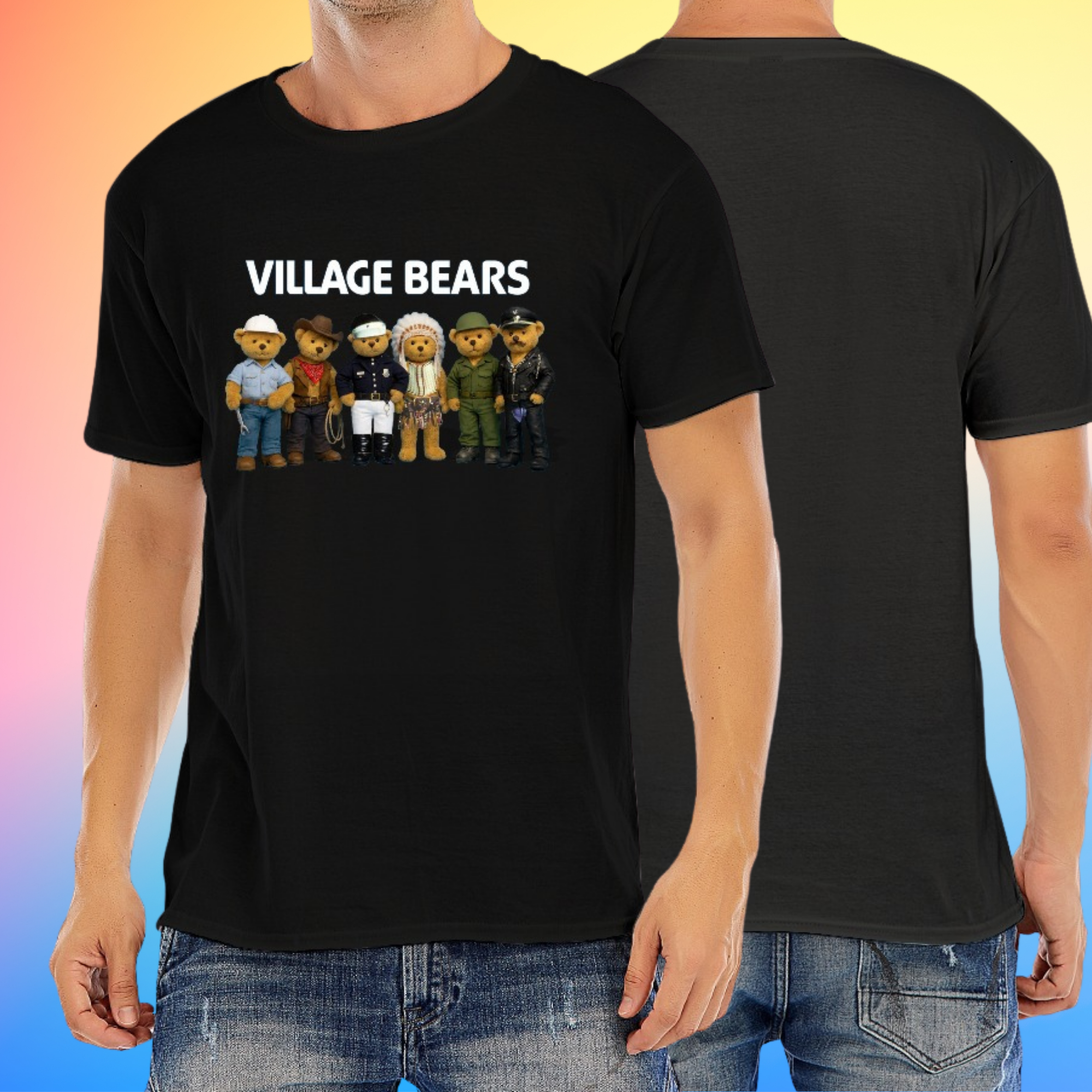 Village Bears Disco T-Shirt – Teddy Bear Village People Parody Tee,